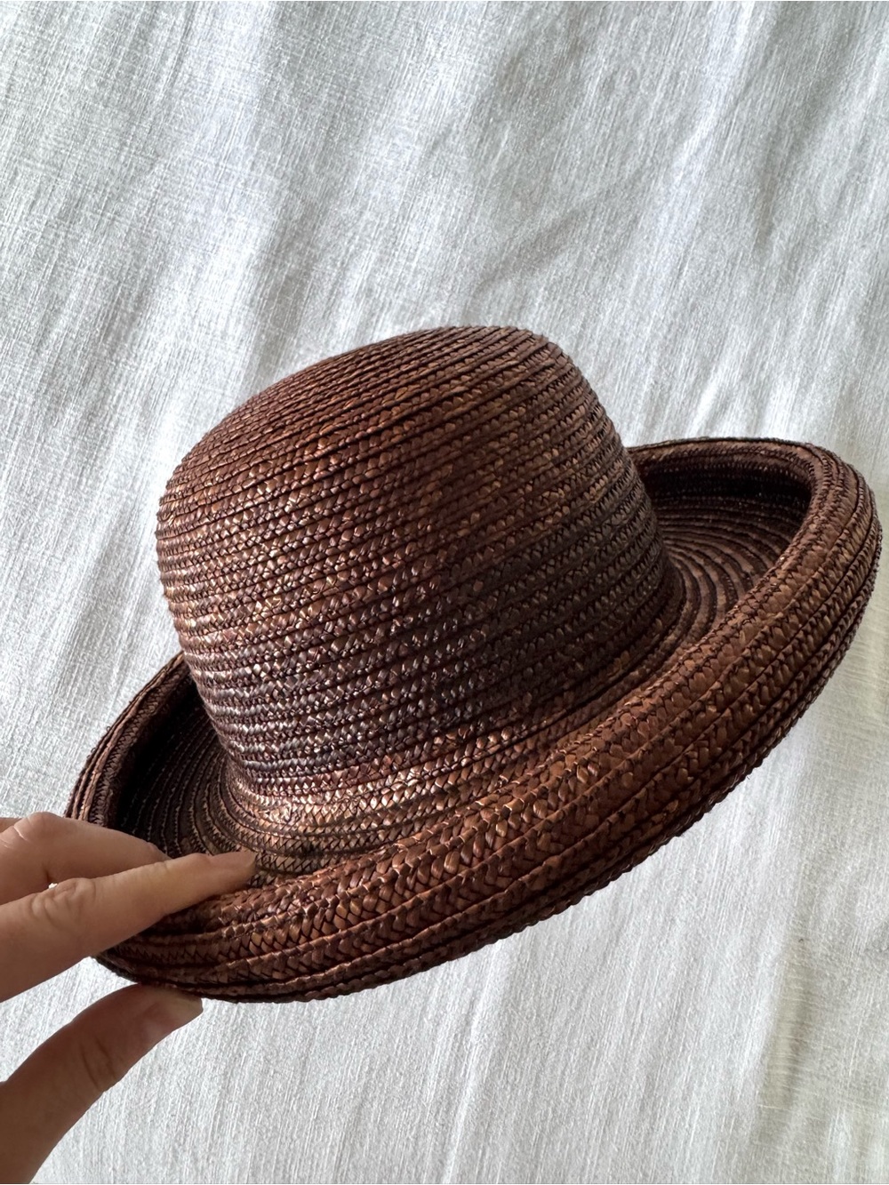 Woven Straw Bowler Hat